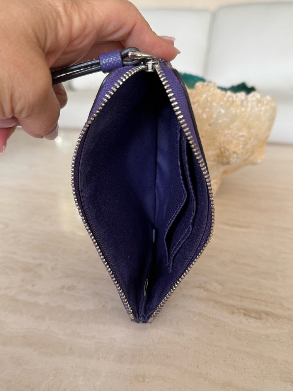 Coach Deep Purple Leather Wristlet - Picture 3 of 6